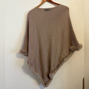 Dana Stein Poncho with Rabbit Fur Trim